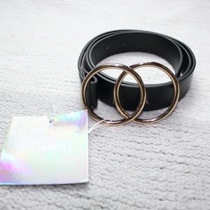 Missguided Black Faux Leather Double Ring PU Belt